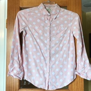 Girls target pink button down polka dot shirt